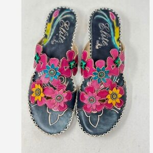 Elite by‎ Corkys Womens Multicolor Leather Floral Wedge Sandals Size 40